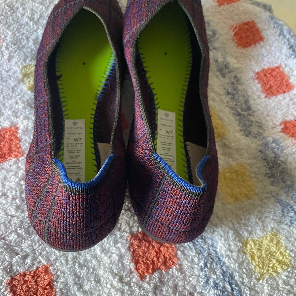 💎Rothy's Plaid Flats in Purple and Blue 2020 Limited Edition. No box - Picture 8 of 16